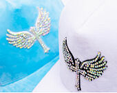 Kšiltovka Reflection Luxury Velvet Rhinostones White