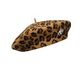 Womens Beret New Era - MLB Leopard Beret - NY Yankees - Stone / Black