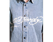 Shirt Ed Hardy - Mens Eagle And Stars Relaxed Denim Shirt - Bleach