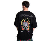 Tee Ed Hardy - Mens Skull Flame Diamante Relaxed Tshirt - Black