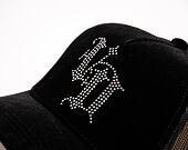 Womens Cap Von Dutch - Baseball - Velvet Rhinestone Logo - Black