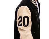 Bunda New Era Script Logo Varsity Jacket Black / Off White