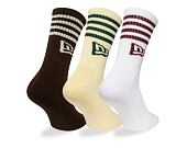 Socks New Era - Stripe Crew Socks 3pk - Brown / Cream / White
