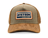 Cap Stetson - Cotton Linen Stripe Trucker - Olive Stripe / Brown