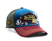 Cap Von Dutch - Devil Cat Hot Rod Patch & Print Trucker - Blue / Burgundy