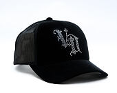 Womens Cap Von Dutch - Baseball - Velvet Rhinestone Logo - Black