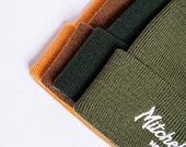 Mitchell & Ness Branded Pinscript Cuff Knit Olive Winter Beanie