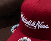 Mitchell & Ness Pinscript Redline Snapback Branded Burgundy / White Cap