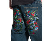 Pants Ed Hardy - Mens Fireball Dragon Dirty Wash Xxtra Denim Trousers Jeans - Green Tint
