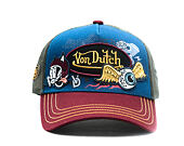 Cap Von Dutch - Devil Cat Hot Rod Patch & Print Trucker - Blue / Burgundy