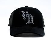 Womens Cap Von Dutch - Baseball - Velvet Rhinestone Logo - Black
