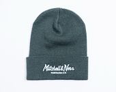 Mitchell & Ness Branded Pinscript Cuff Knit Dark Green Winter Beanie