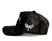 Cap Reflection Luxury Fuzzy Trucker - Satin Black / White