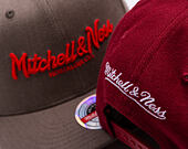 Mitchell & Ness Pinscript Redline Snapback Branded Burgundy / White Cap