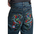 Pants Ed Hardy - Mens Fireball Dragon Dirty Wash Xxtra Denim Trousers Jeans - Green Tint